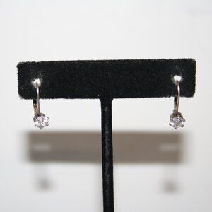 Beautiful silver and CZ level back dangle earrings .5"